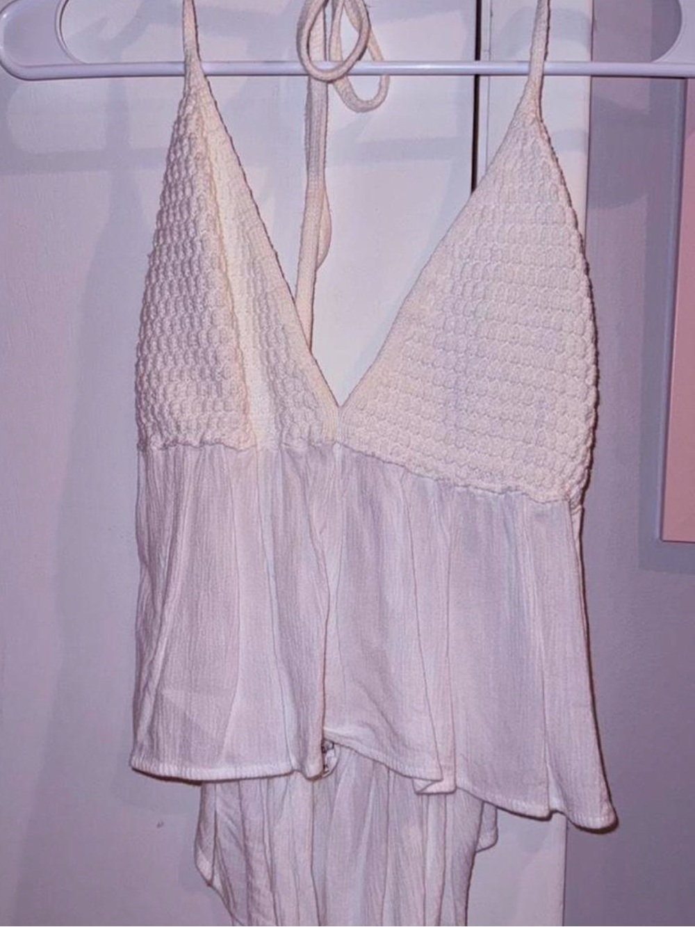 Garage White BabyDoll Halter Top size XL